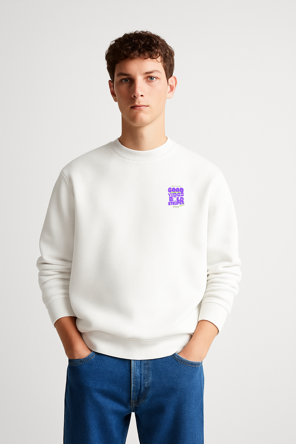 Good Vibes Bold Stripes Unisex Oversized Sweatshirt