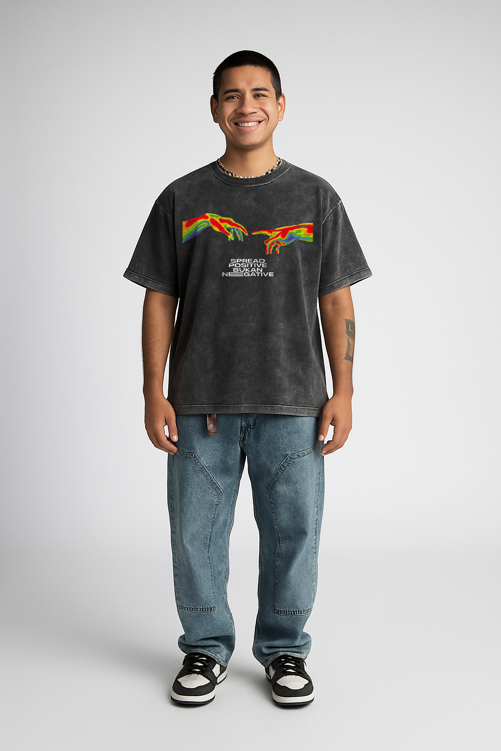 Be Positive Acid Wash Oversized Tee