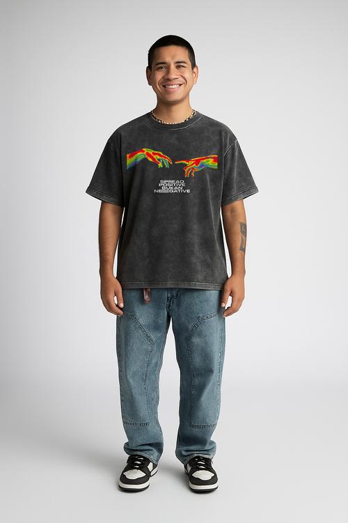 Be Positive Acid Wash Oversized Tee