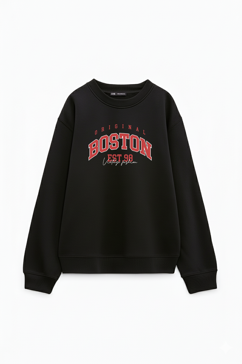 Black sweatshirt with Original Boston EST 98