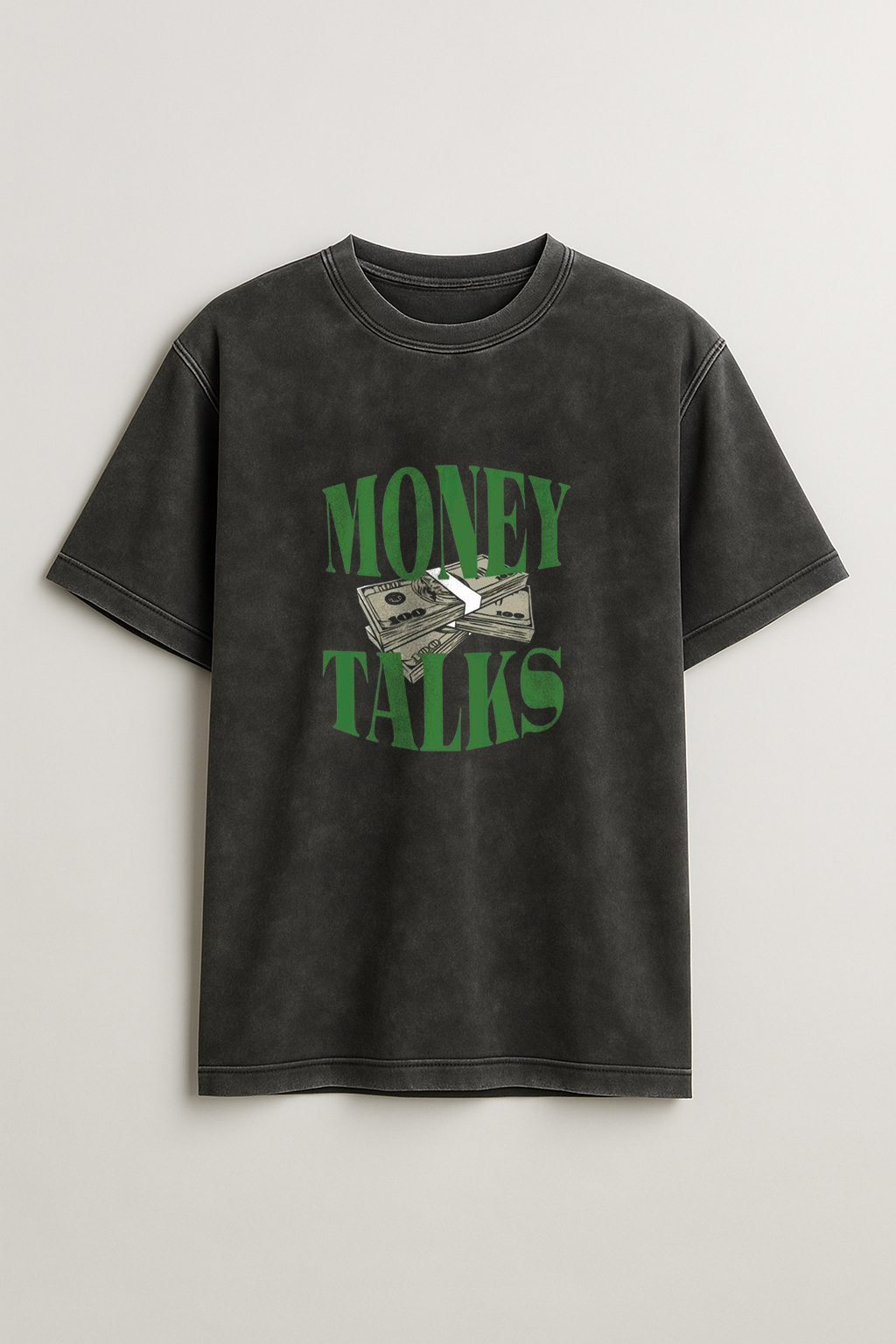 Money talks Acid Wash Oversized Tee