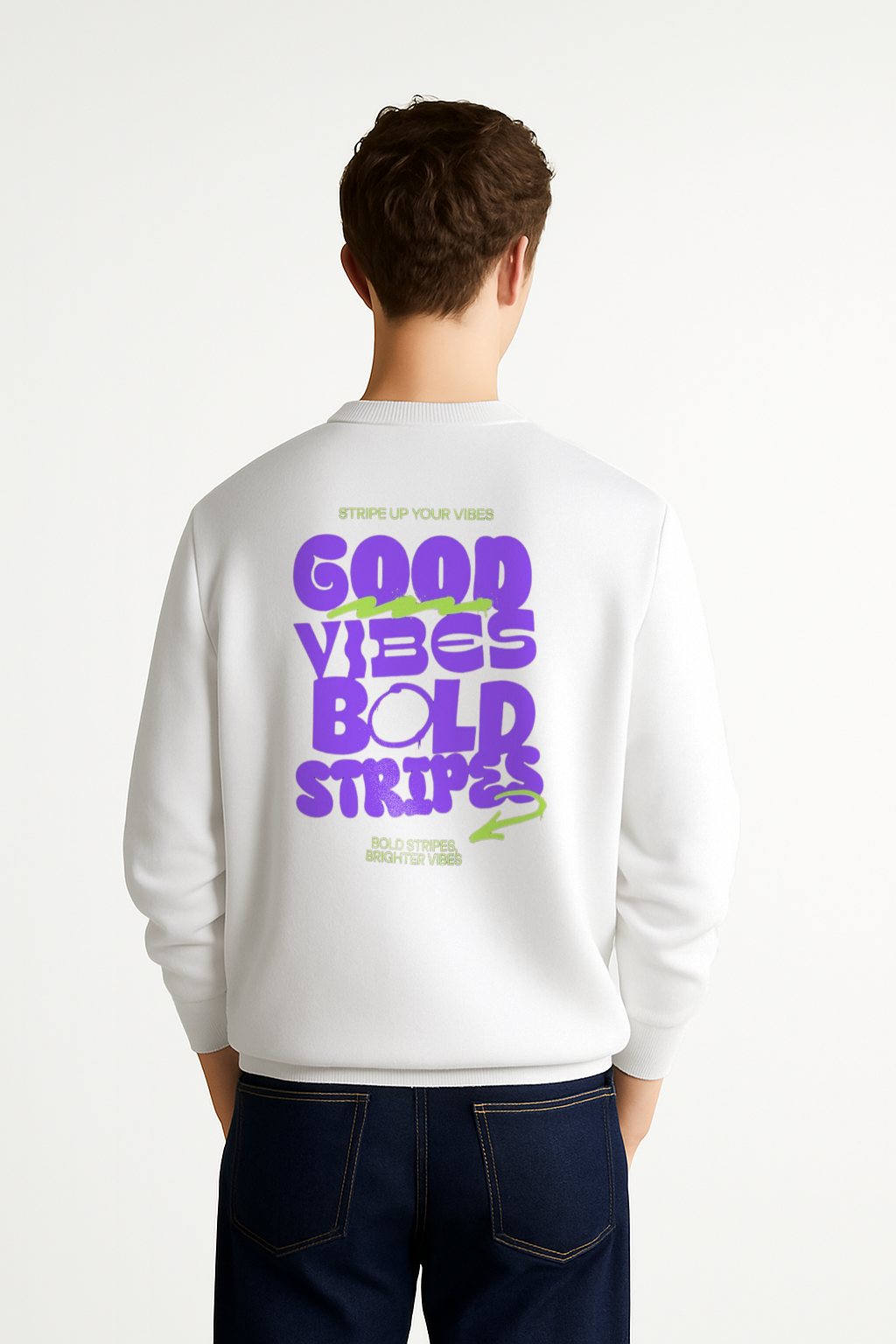 Good Vibes Bold Stripes Unisex Oversized Sweatshirt