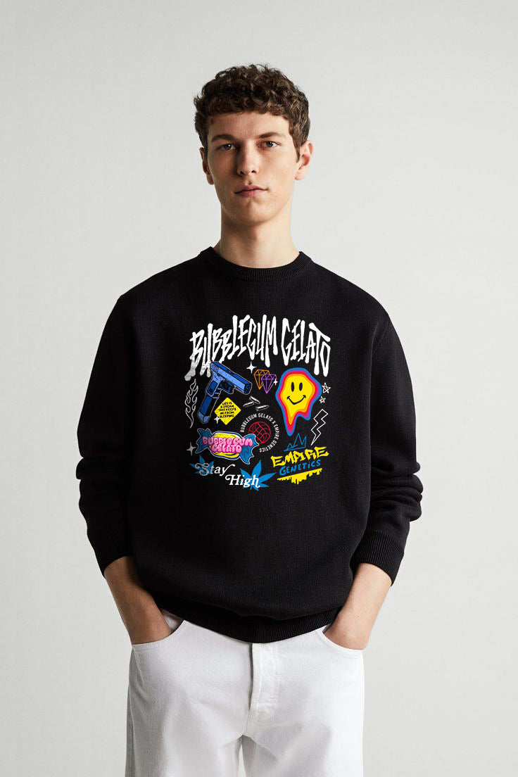 BLACK CUTE DESIGN SWEATSHIRT