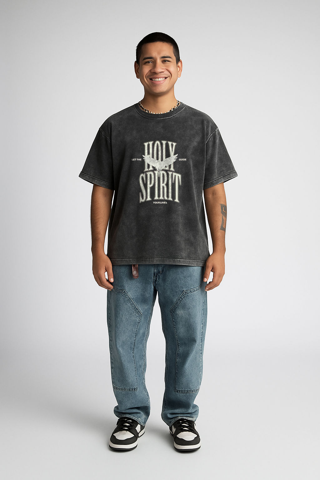 Holy Spirit unisex Acid Washed Oversized Tee
