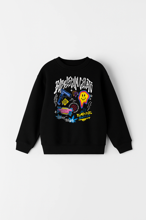BLACK CUTE DESIGN SWEATSHIRT